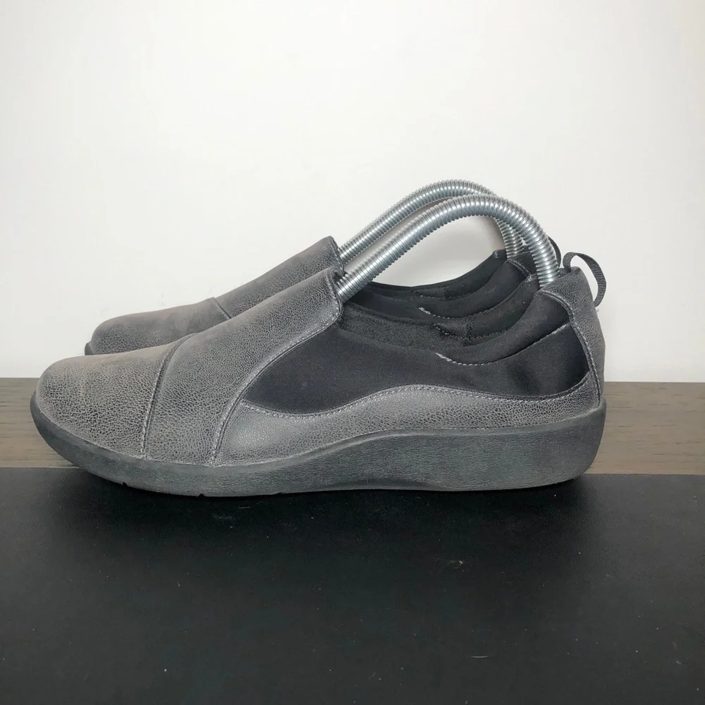 Clarks Women's Gray Slip-On Sneakers